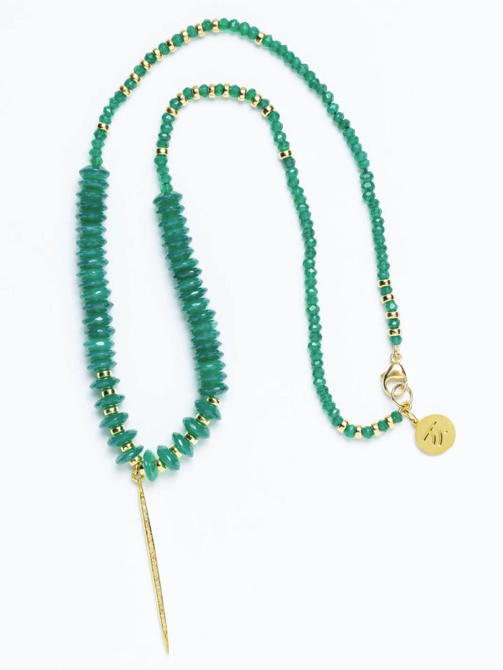 Brilliant Cut Diamond Emerald Green Love Necklace For Sale