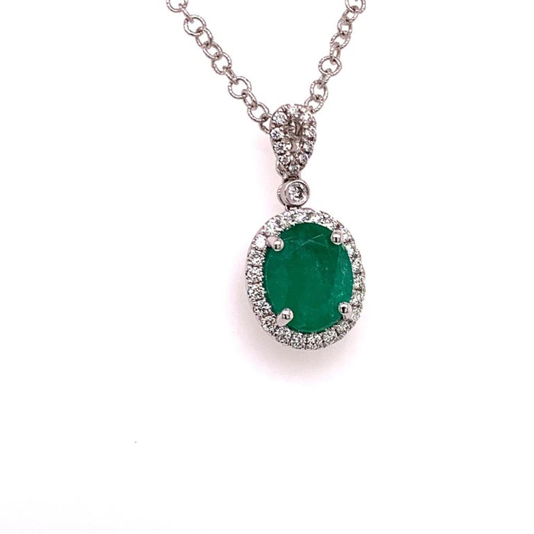 Diamond Emerald Necklace 18k Gold 3.70 TCW Italy Certified For Sale at ...