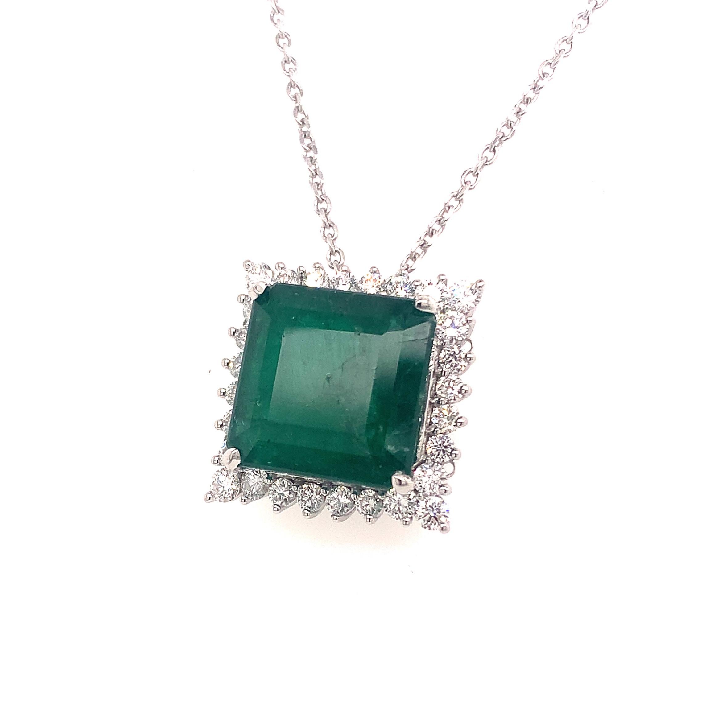 Diamond Emerald Necklace Platinum 9.70 TCW GIA Certified In New Condition For Sale In Brooklyn, NY