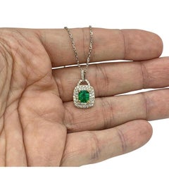 Diamond Emerald Necklace 18" 18k Gold 1.95 TCW Italy Certified