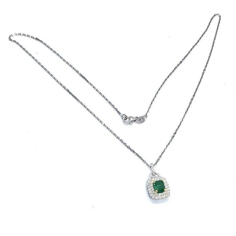 Women's Diamond Emerald Necklace 18