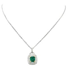 Diamond Emerald Necklace 18k Gold 1.95T CW Italy Certified