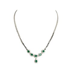 Diamond Emerald Necklace, 750 White Gold