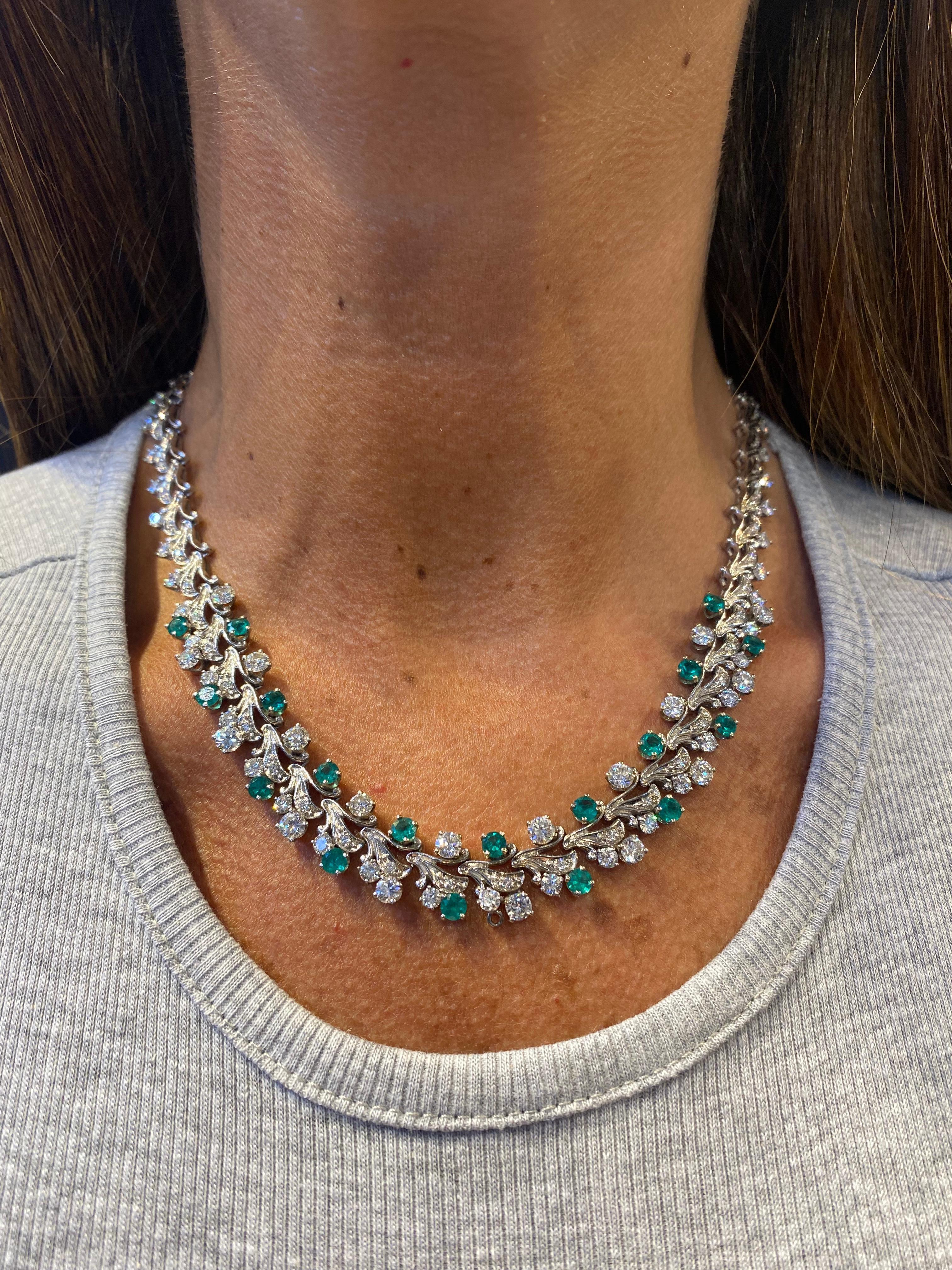 Diamant & Smaragd Halskette  (Tropfenschliff) im Angebot