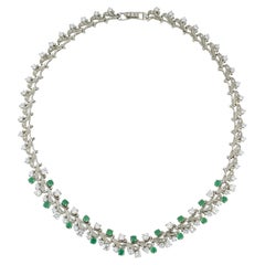 Retro Diamond & Emerald Necklace 