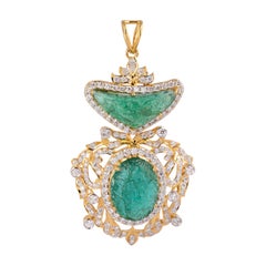 Pendentif diamant émeraude en or 18k