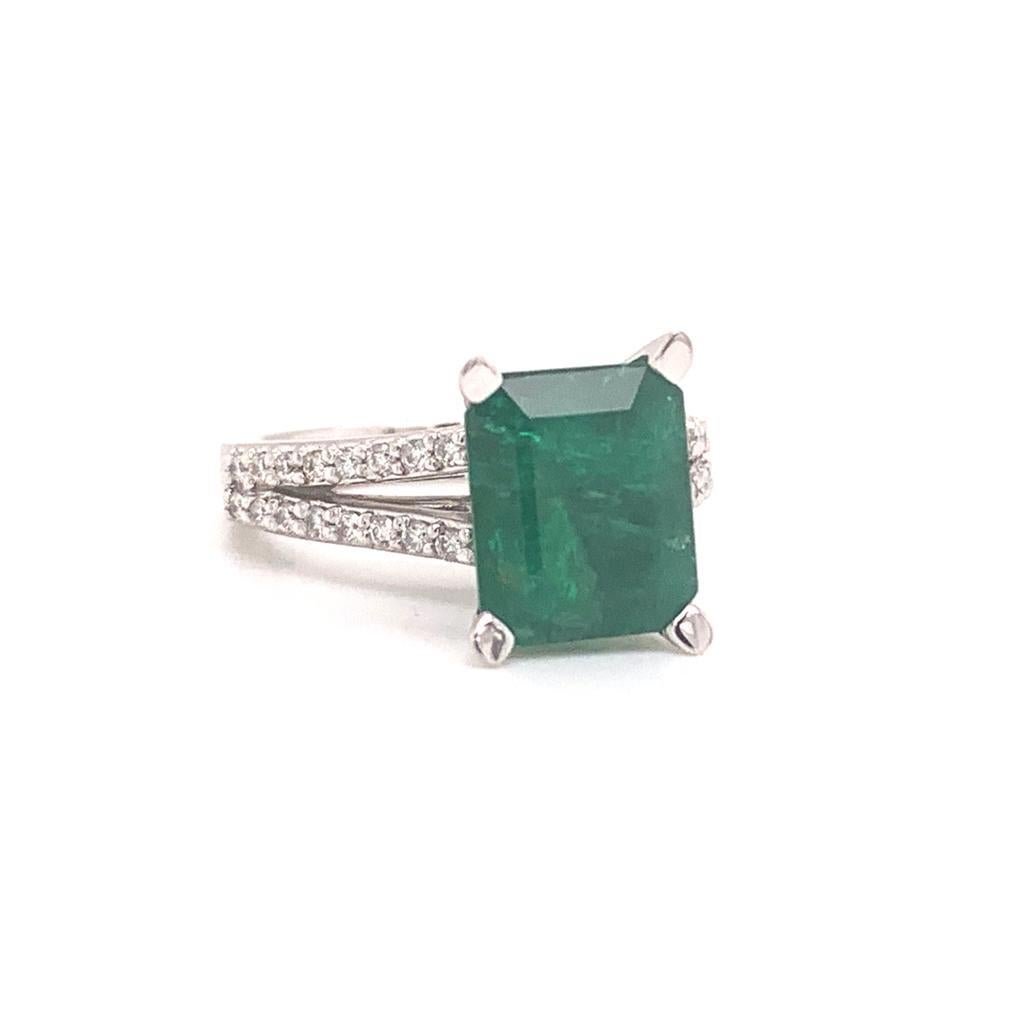 Diamant-Smaragd-Platin-Ring 4,60 TCW zertifiziert Damen im Angebot