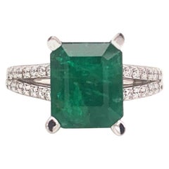 Diamond Emerald Platinum Ring 4.60 TCW Certified