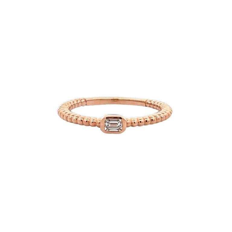 da uomo o donna Anello con smeraldo e diamante da 0,10 carati in oro rosa, colore G e purezza VS in vendita