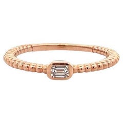 Diamond Emerald Ring 0.10ct 14K in Rose Gold G color VS clarity