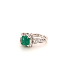 Diamond Emerald Ring 14k Gold 1.40 TCW Certified