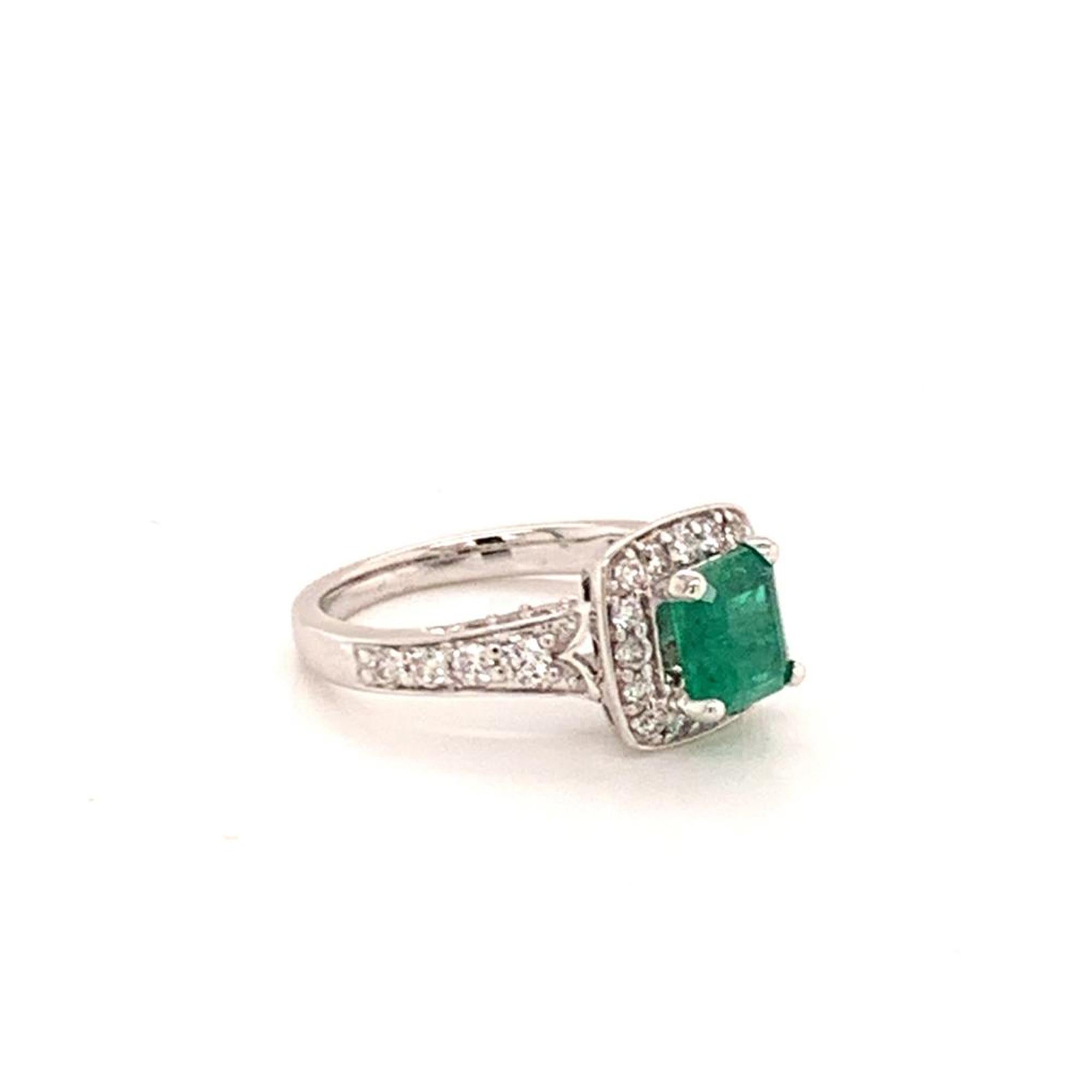 Women's Diamond Emerald Ring 14k Gold 1.40 TCW Certified For Sale