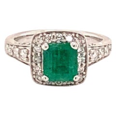 Diamond Emerald Ring 14k Gold 1.40 TCW Certified