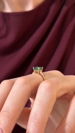 Diamond Emerald Ring 14k Gold 2.01 TCW Women Certified
