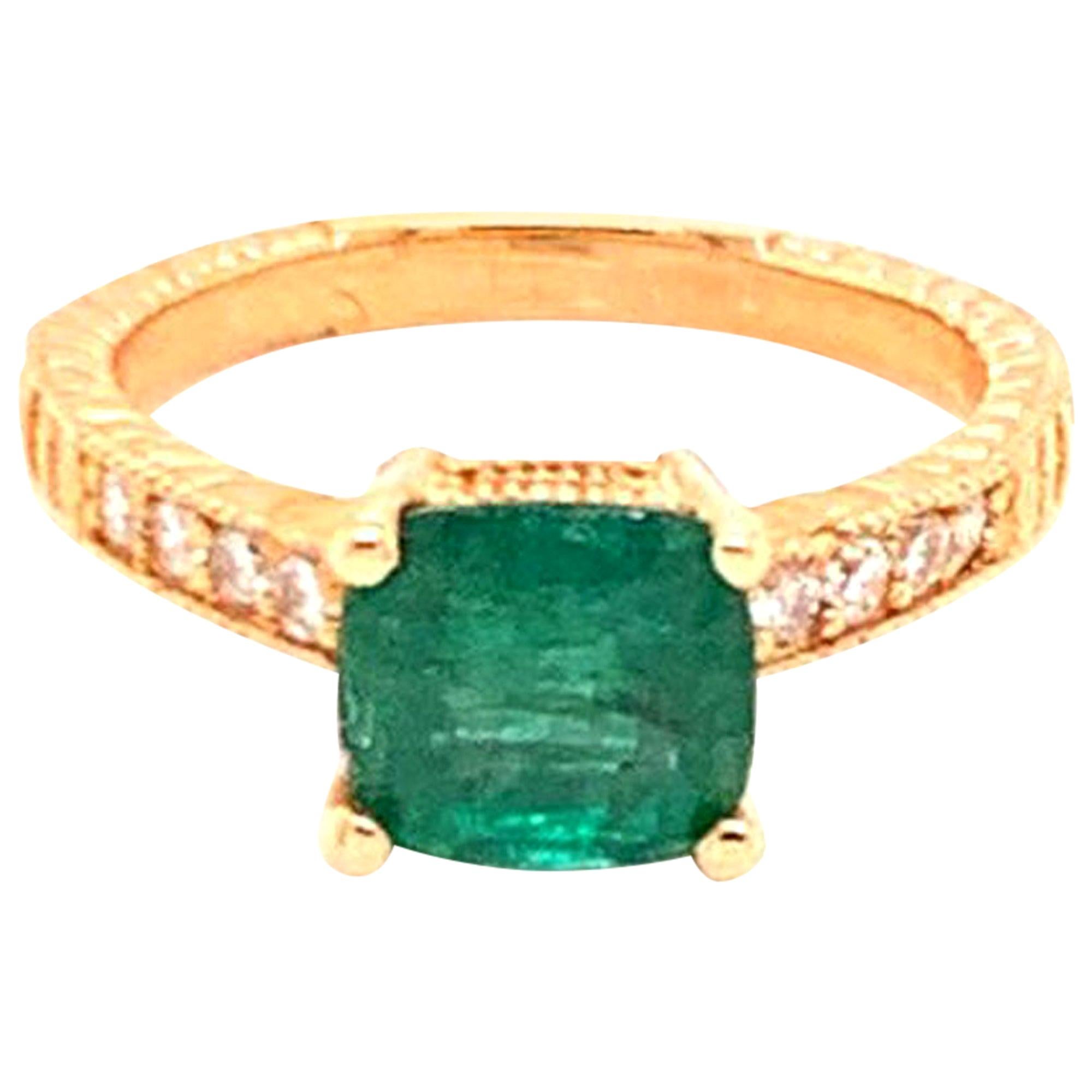 Diamant-Smaragd-Ring 14k Gold 2,01 TCW zertifiziert im Angebot