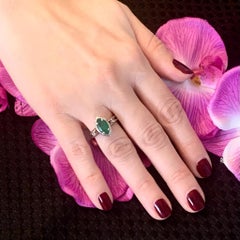 Diamond Emerald Ring 14k White Gold 0.94 TCW Custom Certified