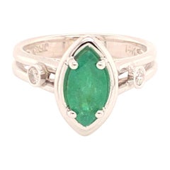 Diamond Emerald Ring 14k White Gold 0.94 TCW Custom Certified