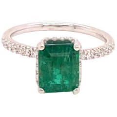 Diamond Emerald Ring 18 Karat Gold 2.81 Carat Women Certified
