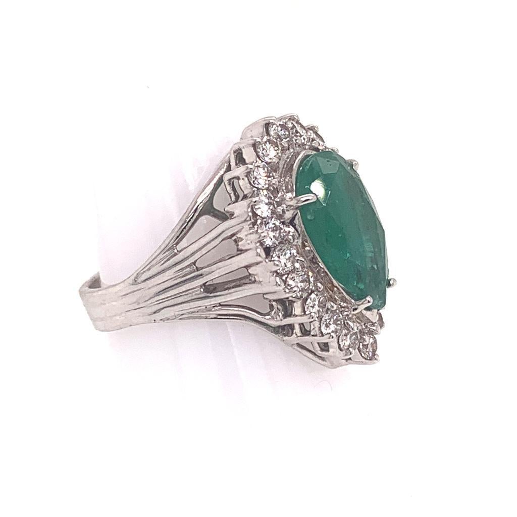 Pear Cut Diamond Emerald Ring 7.50 TCW 18 Karat GIA Certified For Sale