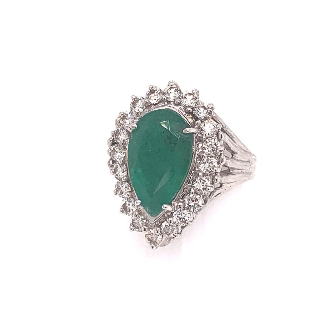 Pear Cut Diamond Emerald Ring 7.50 TCW 18 Karat GIA Certified For Sale