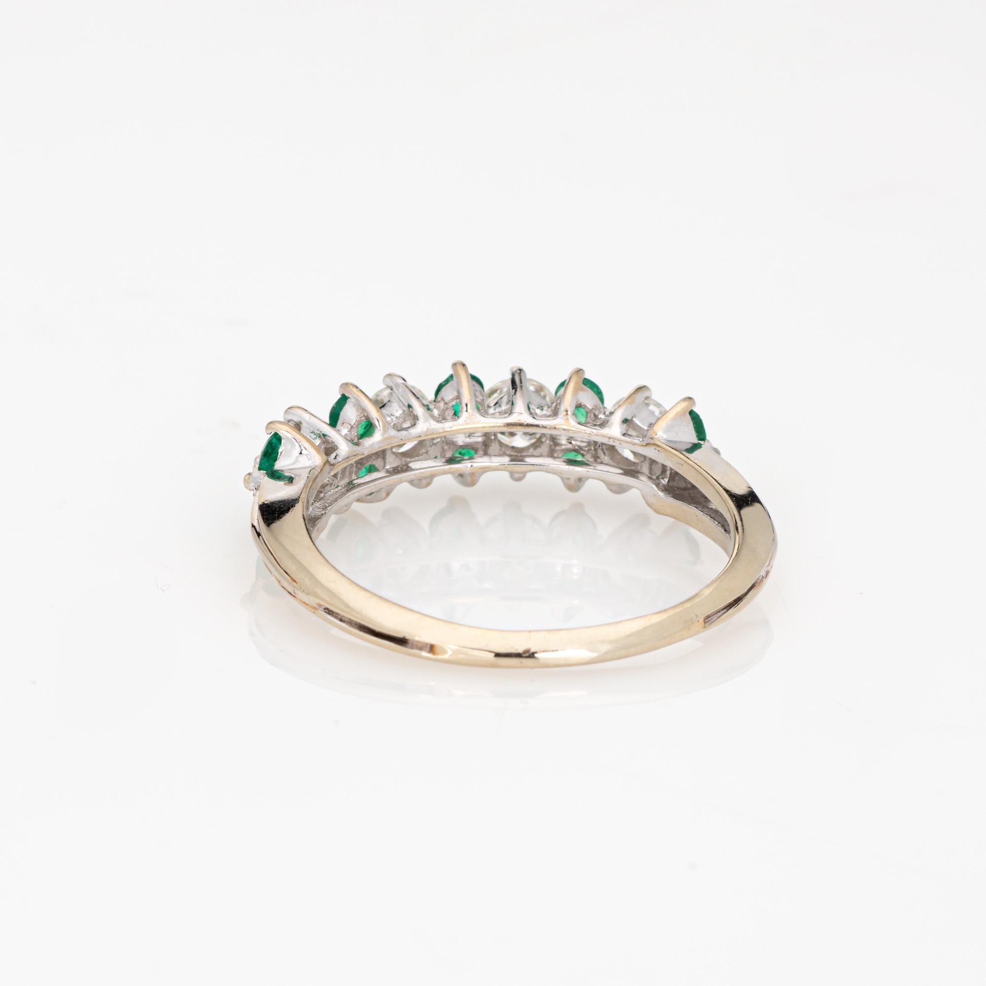 Diamond Emerald Ring Gemstone Band 18k White Gold Anniversary Fine Jewelry In Good Condition In Torrance, CA