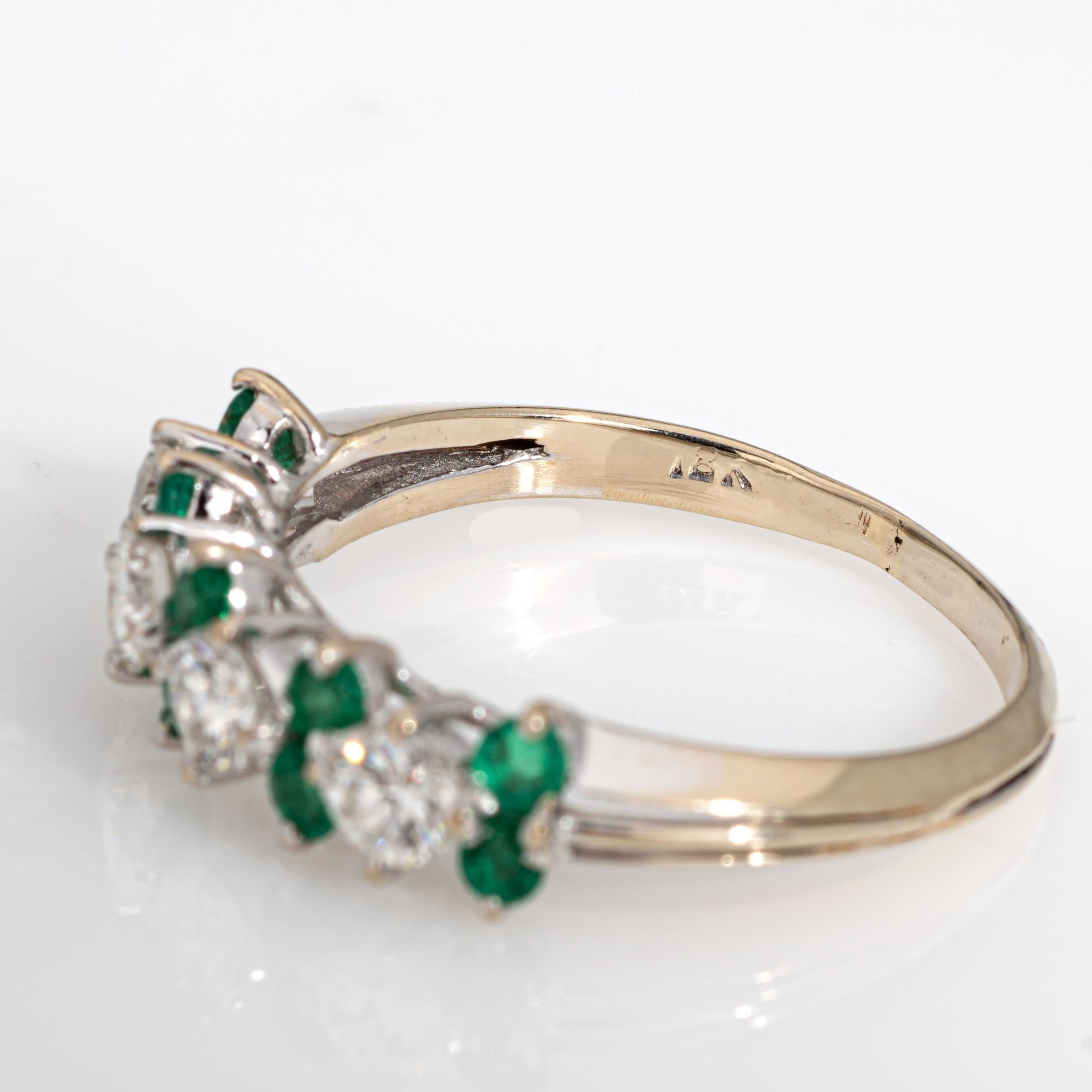Diamond Emerald Ring Gemstone Band 18k White Gold Anniversary Fine Jewelry 1