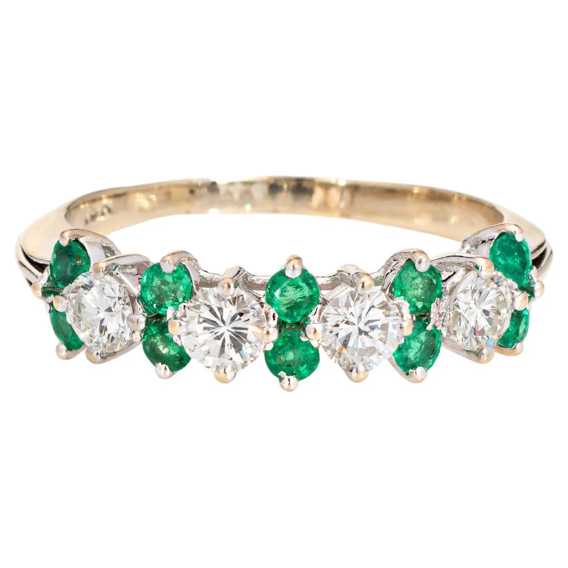 Diamond Emerald Ring Gemstone Band 18k White Gold Anniversary Fine Jewelry