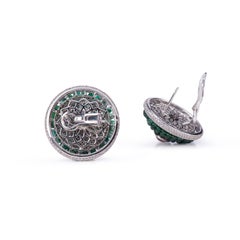 Diamond Emerald Round Big Spinal Cab Ear Clip