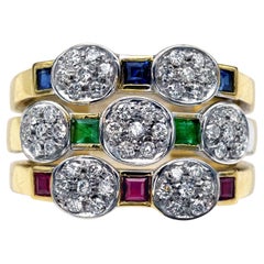 Diamond Emerald Ruby and Sapphire 18 Karat Gold Ring