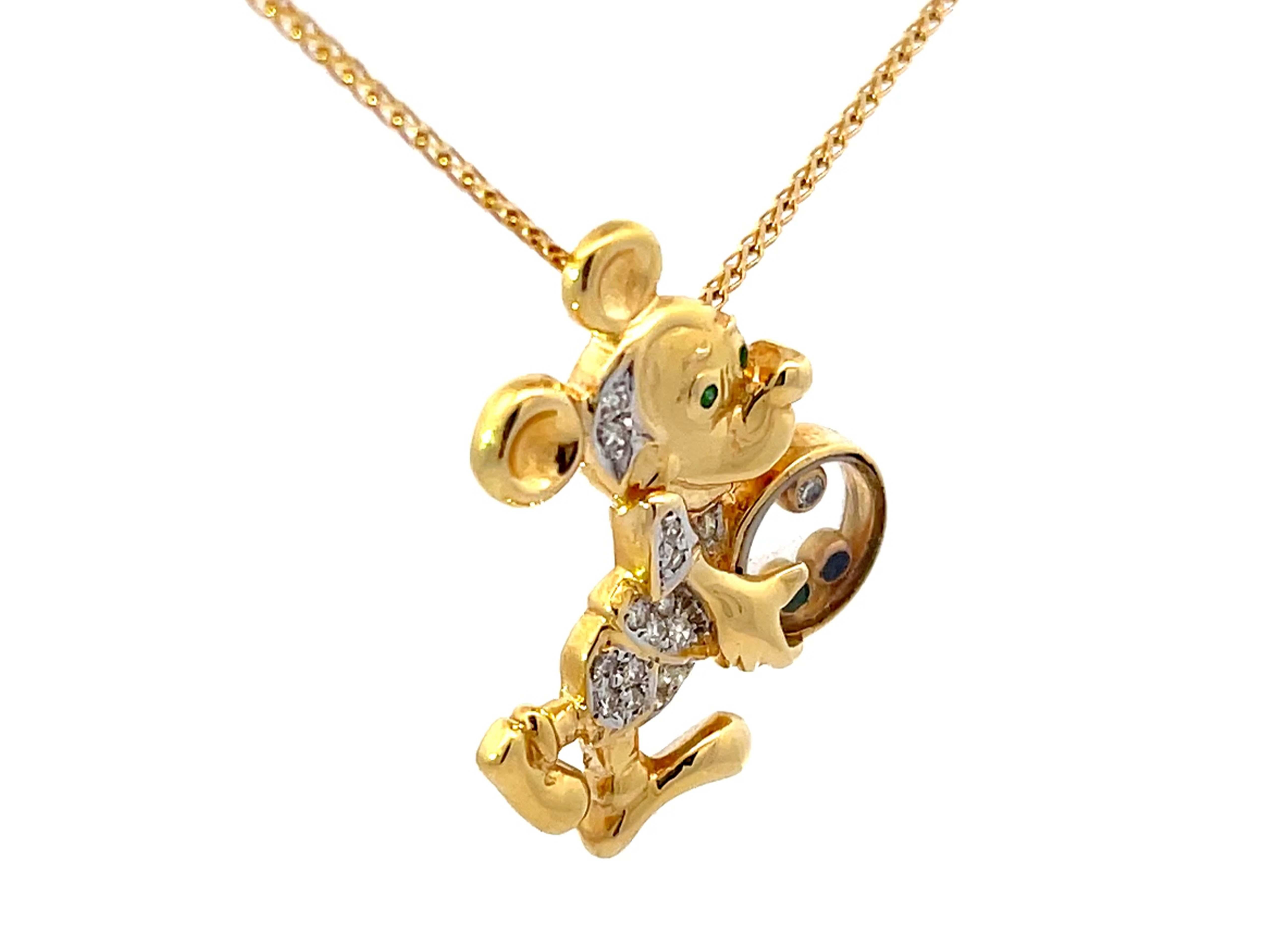 mickey mouse gold pendant