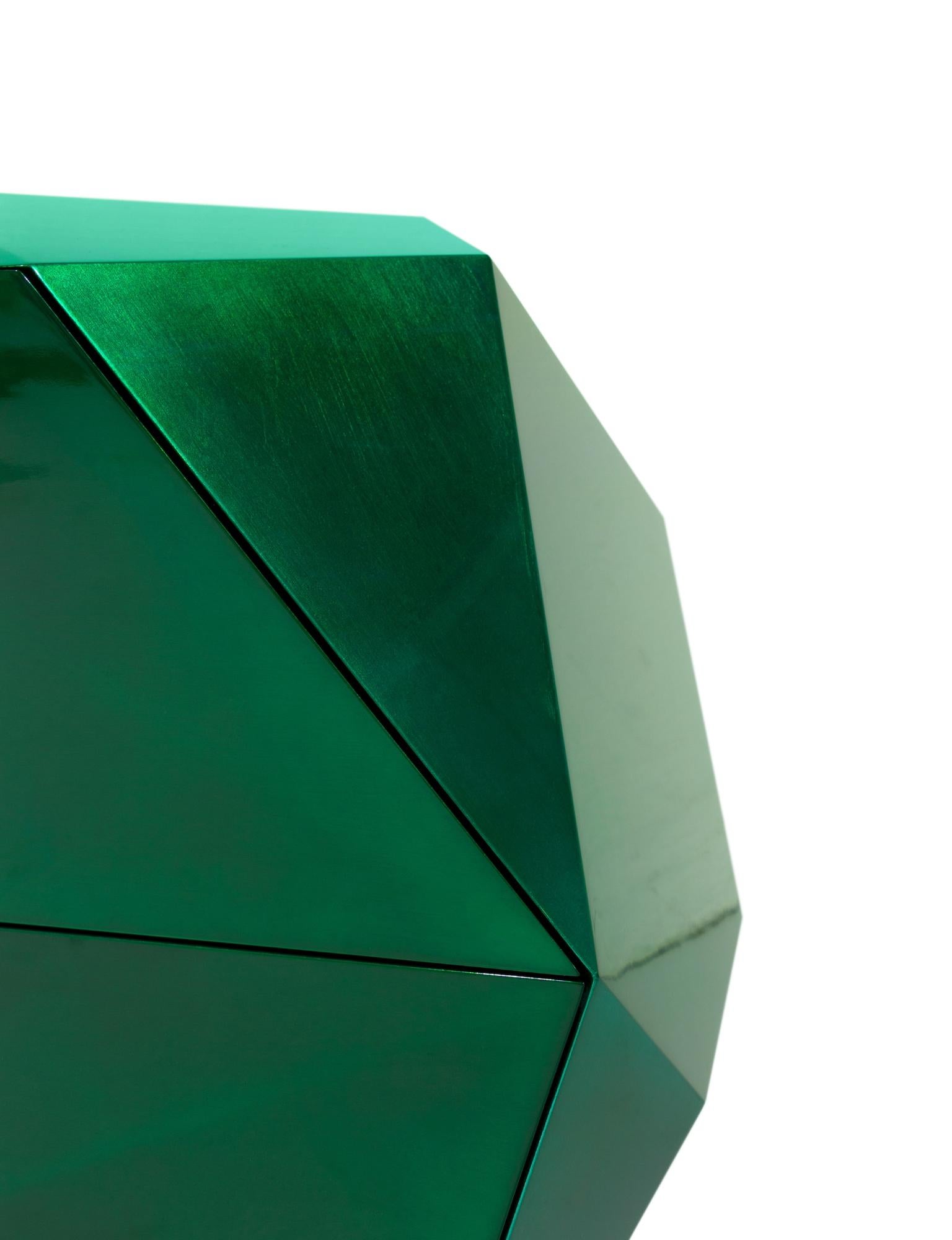 XXI secolo e contemporaneo Credenza Diamond Emerald - Legno lavorato a mano e ottone lucido - Boca Do Lobo in vendita