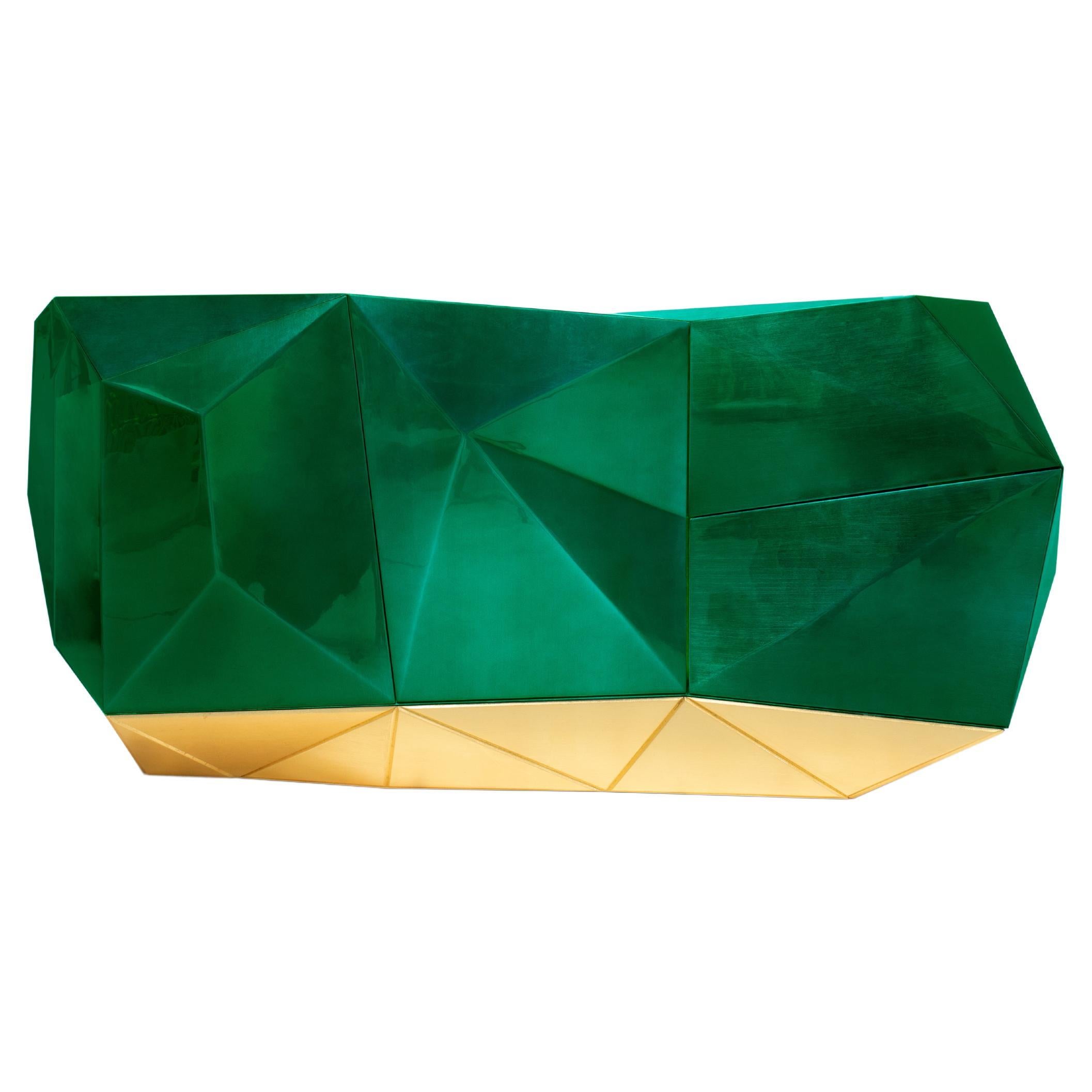 Buffet Diamond Emerald - Bois artisanal et laiton poli - Boca do Lobo