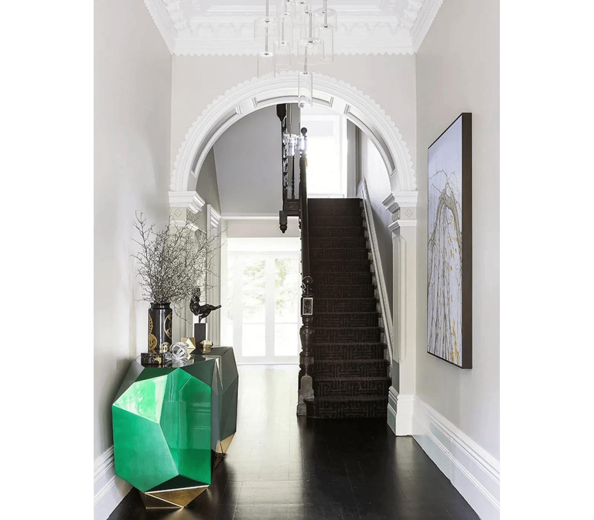 Credenza Diamond Emerald - Legno lavorato a mano e ottone lucido - Boca Do Lobo in vendita 5
