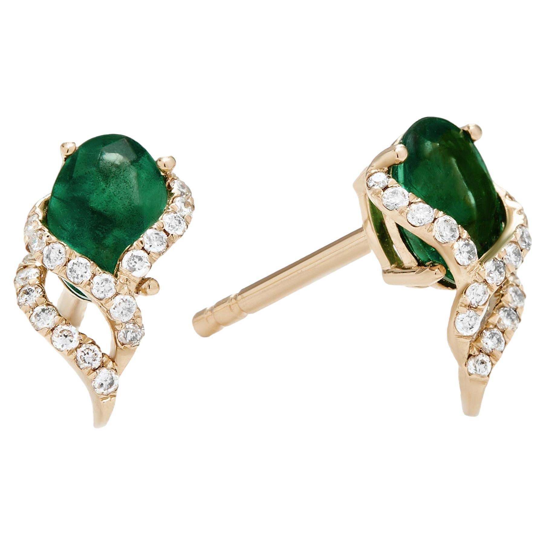 Diamond Emerald Studs For Sale