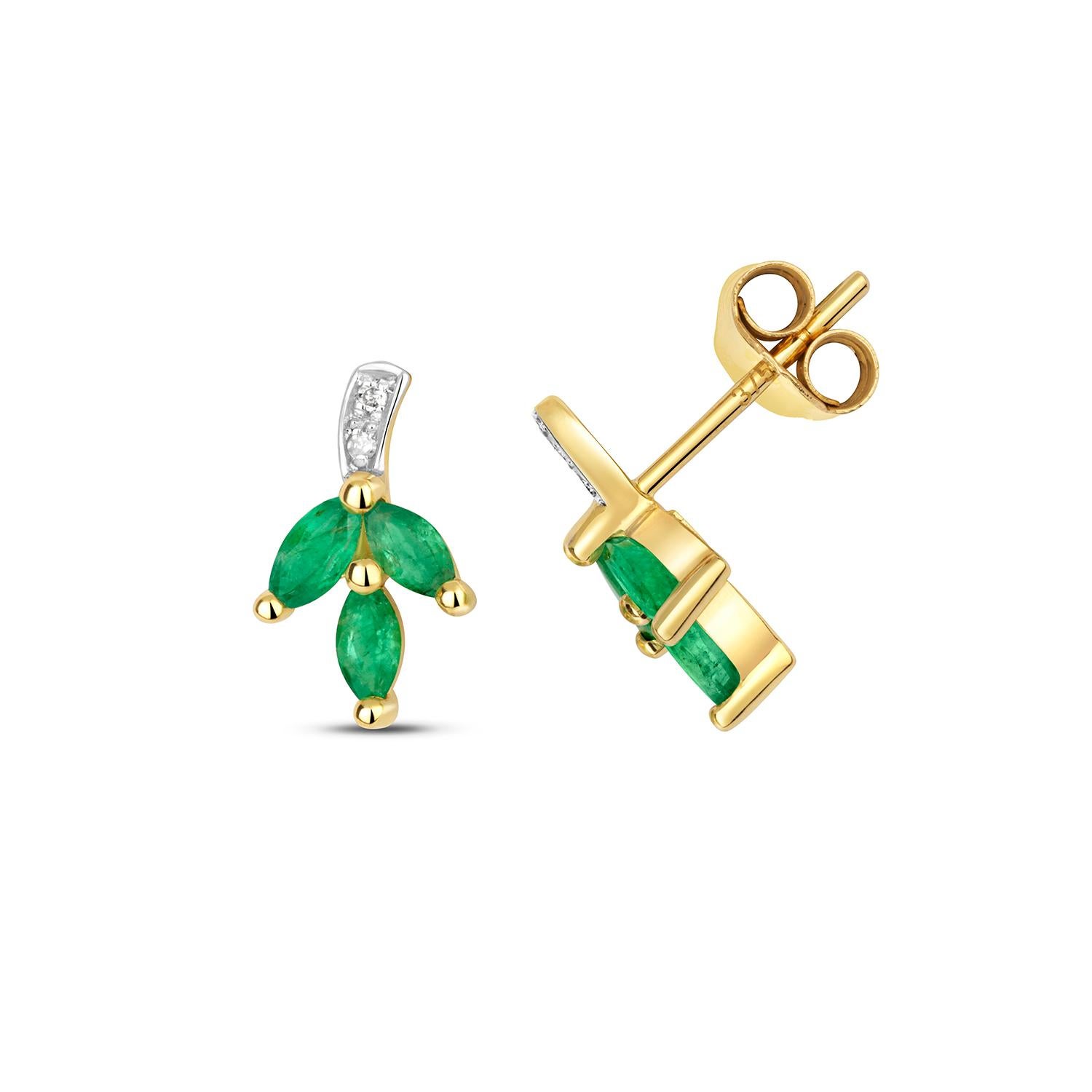 Women's DIAMOND & EMERALD STUDS IN 9CT Gold  For Sale