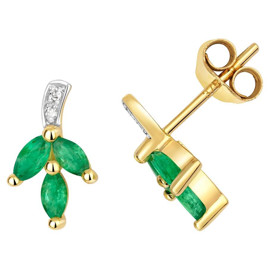DIAMOND & EMERALD STUDS IN 9CT Gold  For Sale