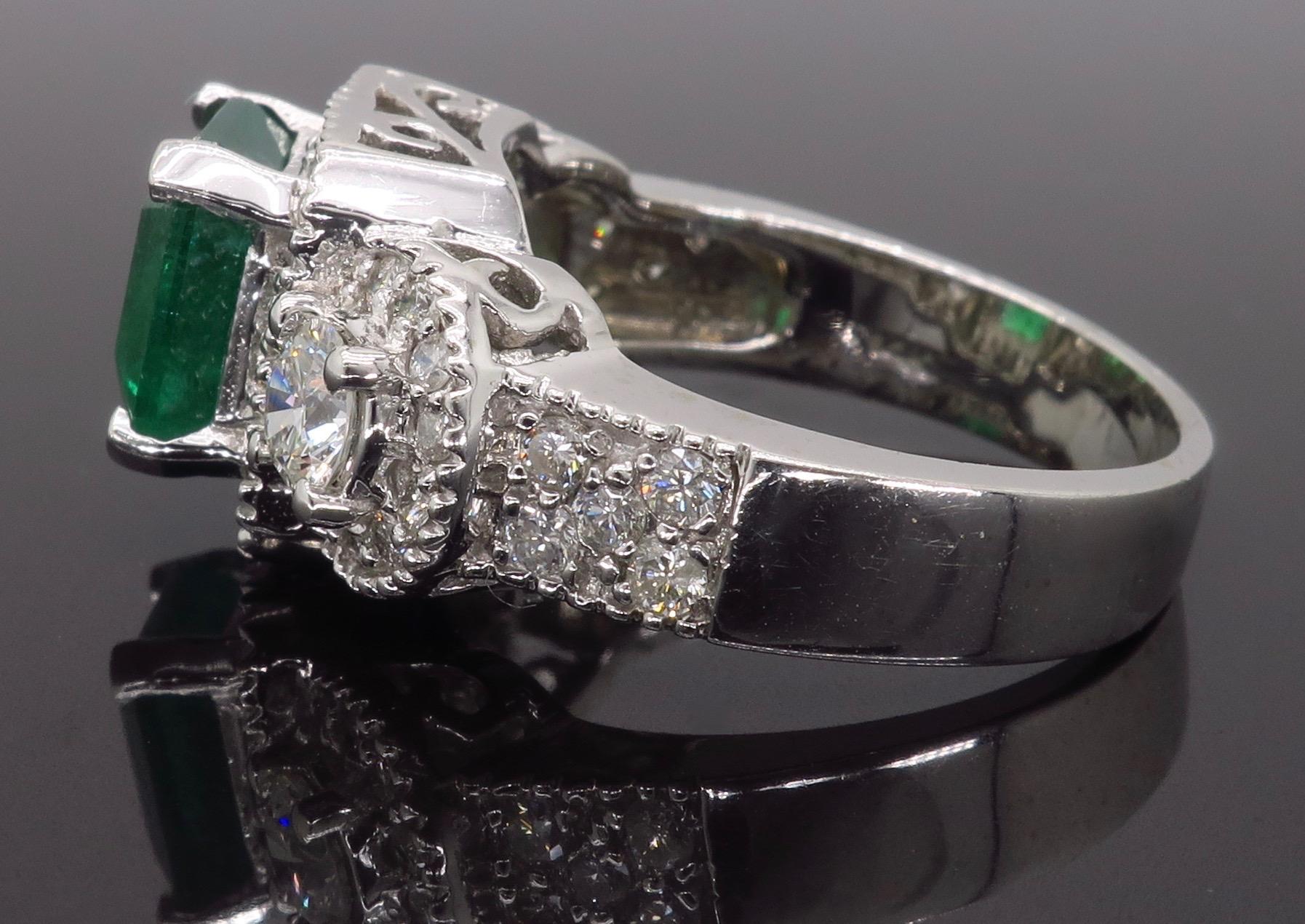 Diamond and Emerald Three-Stone Ring 1