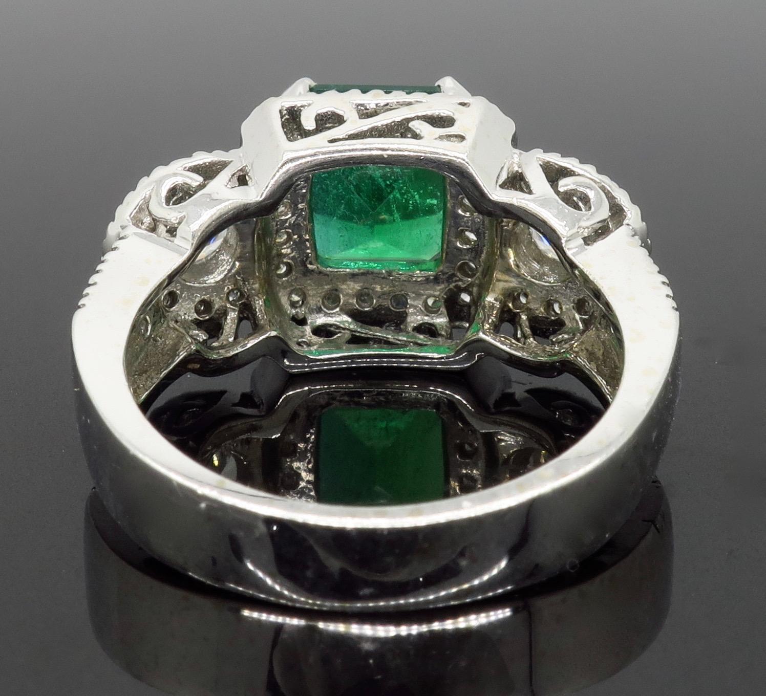 Diamond and Emerald Three-Stone Ring 2