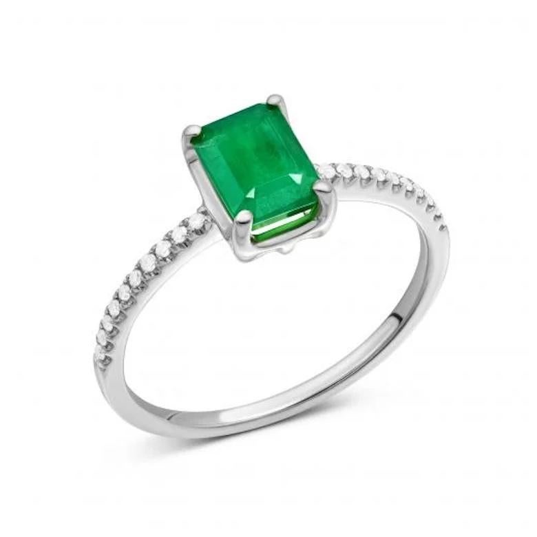 Baguette Cut Diamond Emerald Yellow 14k Gold Ring for Her For Sale
