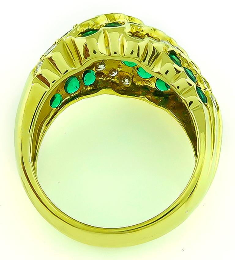 Diamond Emerald Yellow Gold Ring In Good Condition In New York, NY