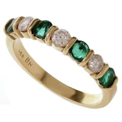 Diamond Emerald Yellow Gold Ring