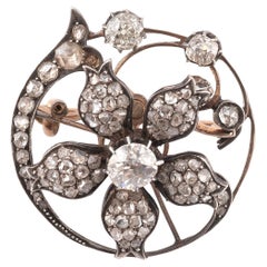 Antique Diamond En Tremblant Floral Brooch/Pendant