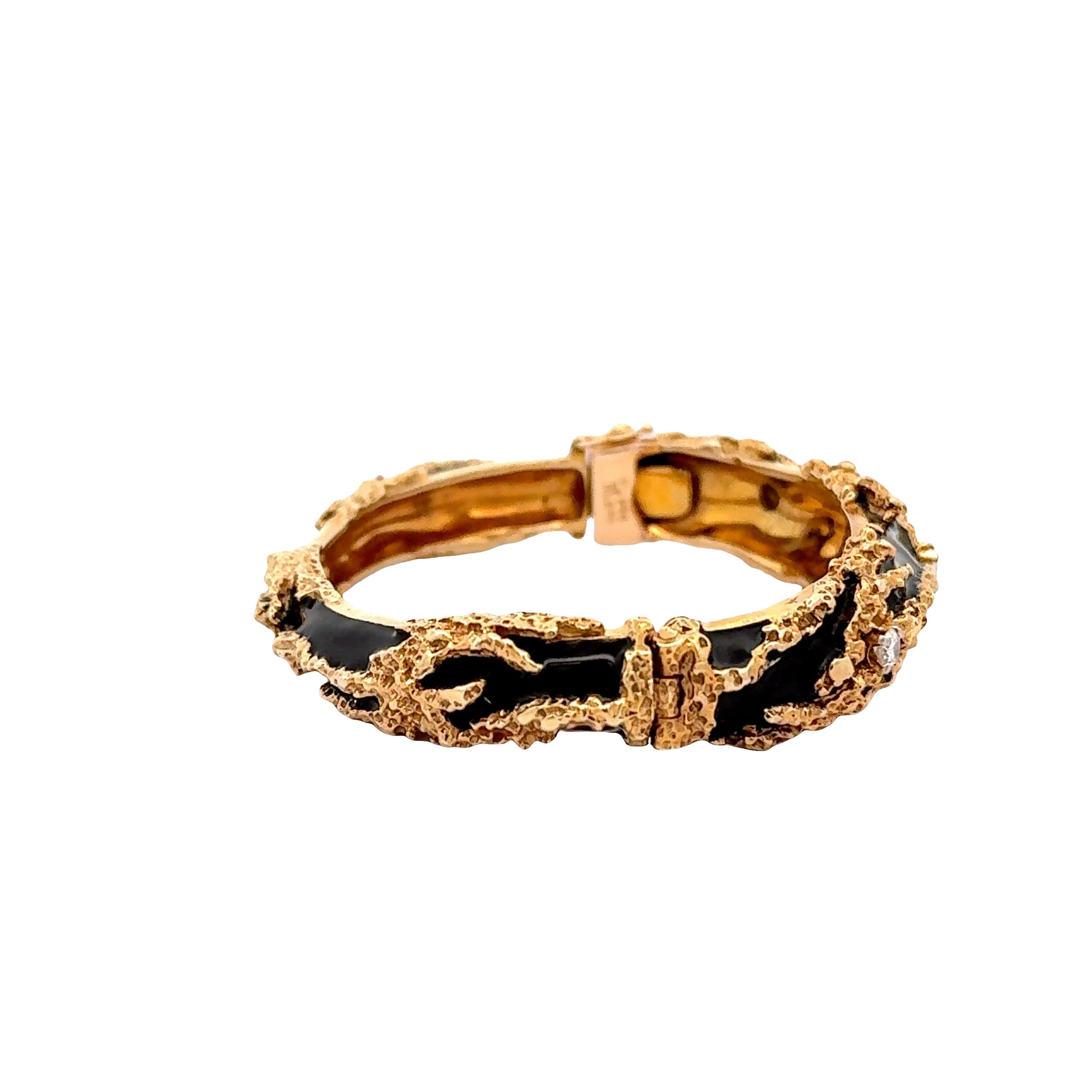 De las mujeres Brazalete de oro amarillo de 14k con esmalte de diamantes en venta