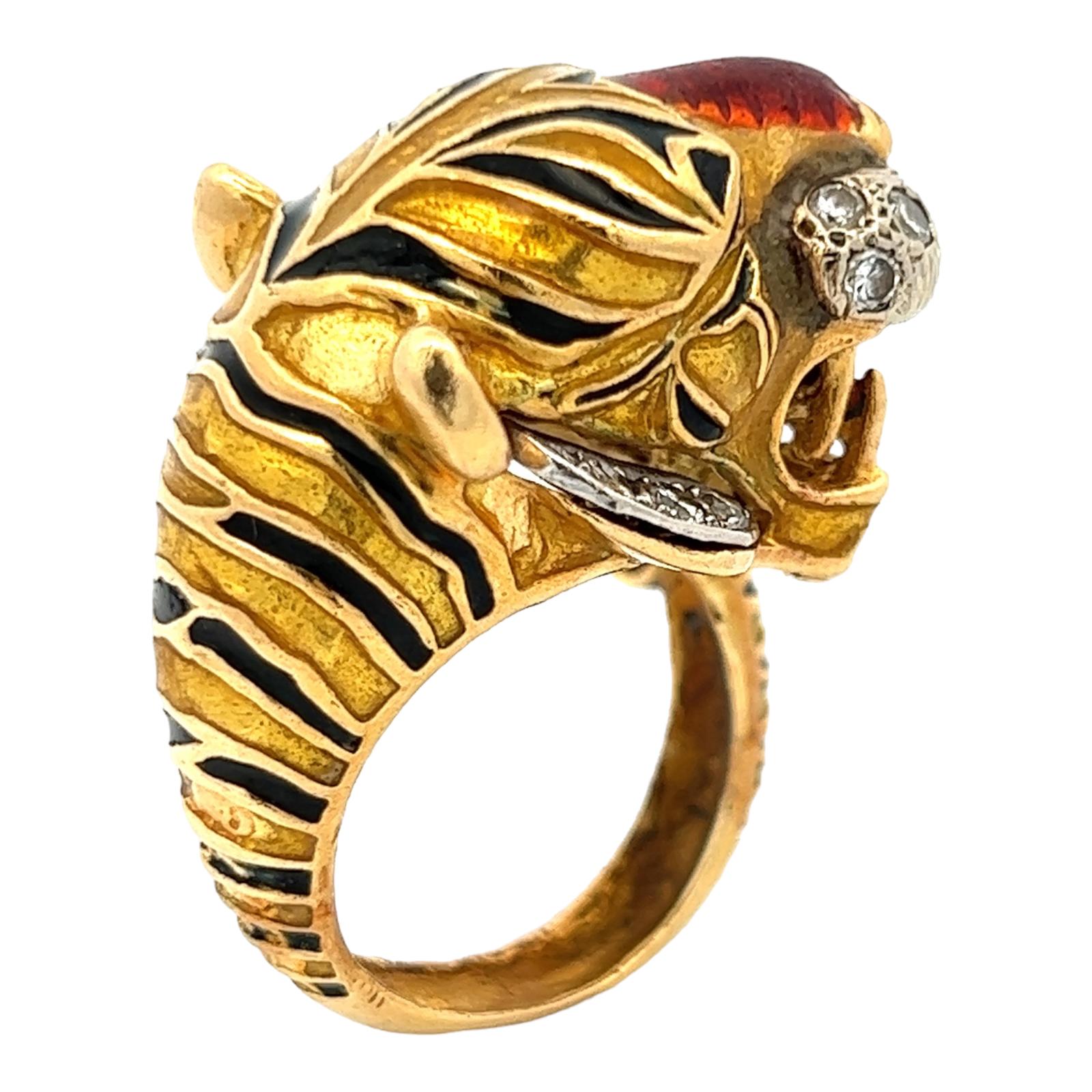 tiger head ring gold