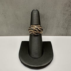 Diamond Enamel Animal Stripe Dome Ring 14kt Yellow Gold Estate