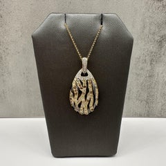 Diamond Enamel Animal Stripe Pendant Necklace 14kt Gold 1.25ctw Estate