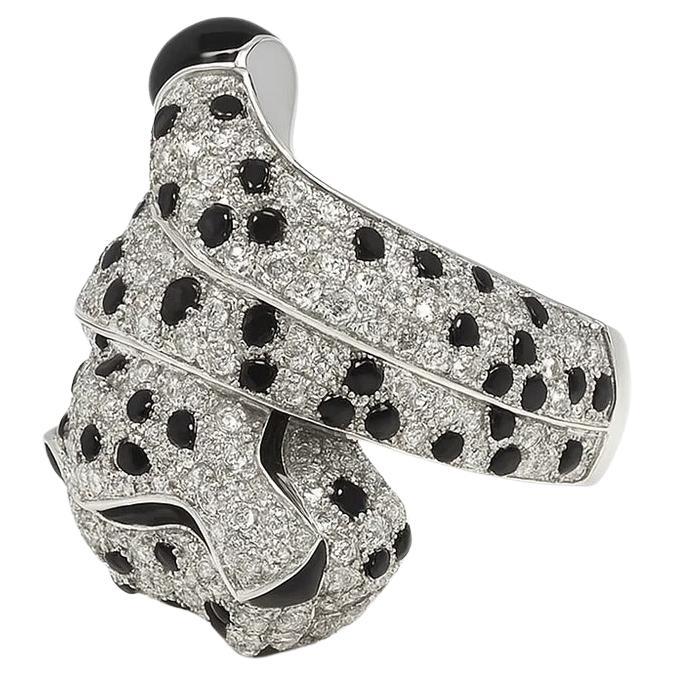 Anello Pantera con smalto e diamanti in vendita