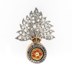 Diamond, Enamel, Platinum and Gold, British Royal Fusiliers Badge, Circa 1935