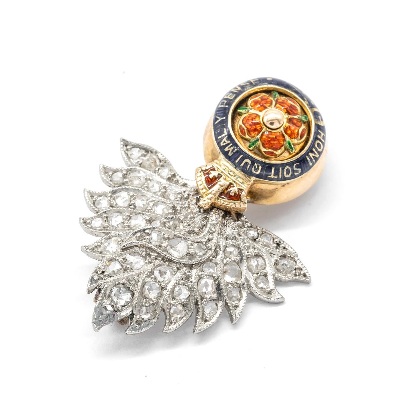 Art Deco Diamond, Enamel, Platinum and Gold, British Royal Fusiliers Badge, Circa 1935