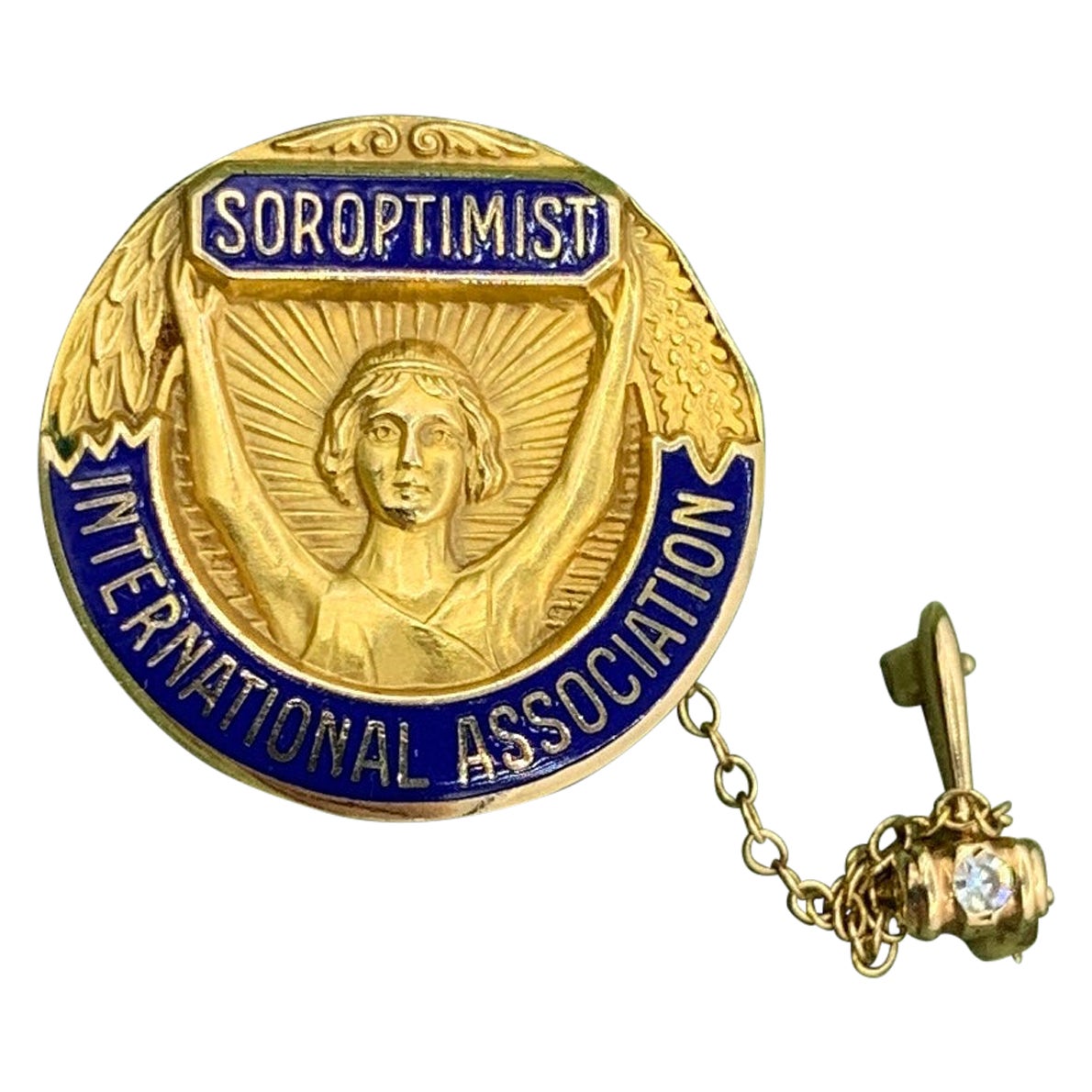 Soroptimist International Association Brosche Frau''s Movement, Diamant-Emaille im Angebot
